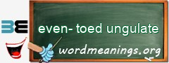 WordMeaning blackboard for even-toed ungulate